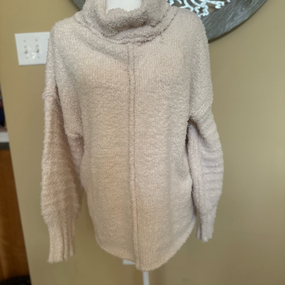 Elegant Cream Cowl Neck Sweater